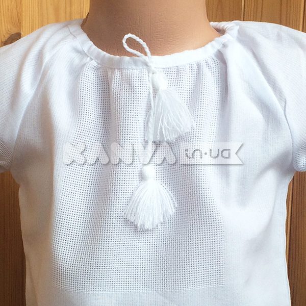 Сорочка-заготовка под вышивку крестом с коротким рукавом для девочки, белая