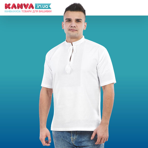 Біла сорочка під вишивку з коротким рукавом, чоловіча 785_1409